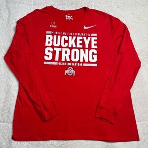 Nike NCAA Ohio State Buckeyes College Football Playoff LS Red T Shirt Mens XXL